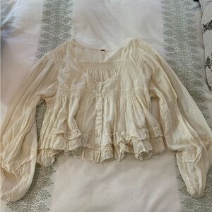 Free People Cropped Peasant Blouse
